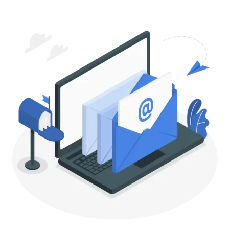 Emails-amico Illustration Kontakt mit E-Mail und Post